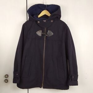 See By Chloe Black Wool Hooded Duffle Coat Warm Luxury Designer Sz.10